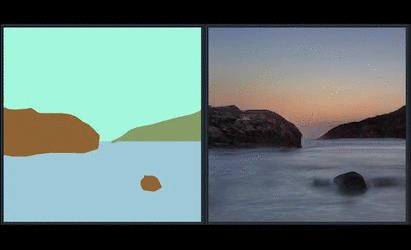 NVIDIA GauGAN rocky-seascape demonstration, 2019.