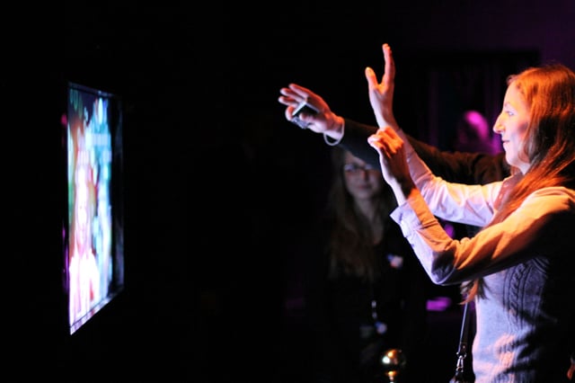 Webcam Piano by Memo Akten, installation view at Yota, 2010.
