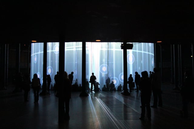Simple Harmonic Motion #5d by Memo Akten, installation view at Ron Arad’s Curtain Call, Roundhouse, London, UK, 2011.