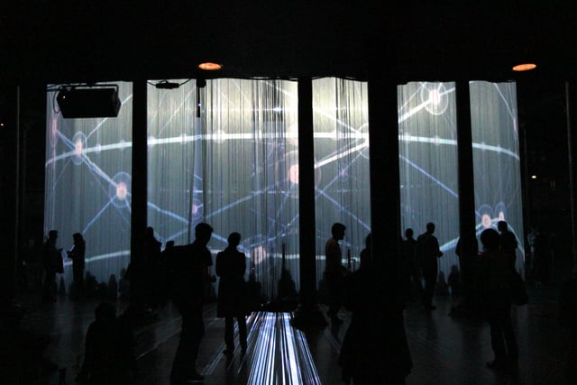 Simple Harmonic Motion #5d by Memo Akten, installation view at Ron Arad’s Curtain Call, Roundhouse, London, UK, 2011.