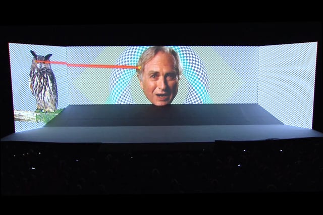 Just for hits – Mutation in the mind by Marshmallow Laser Feast, performance featuring Richard Dawkins at Cannes Lions International Festival of Creativity, Cannes, France, 2013.