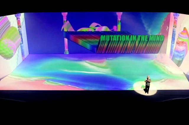 Just for hits – Mutation in the mind by Marshmallow Laser Feast, performance featuring Richard Dawkins at Cannes Lions International Festival of Creativity, Cannes, France, 2013.