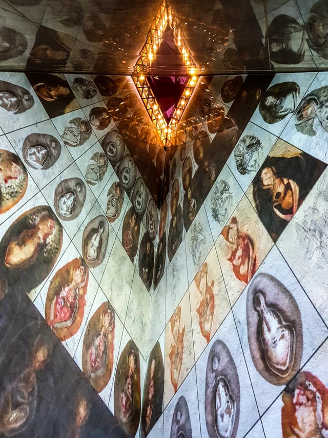 Deep Meditations: A brief history of almost everything by Memo Akten, installation view in Voices of Sónar+D, ME by Melia Atrium (ME London), London, UK, 2019.
