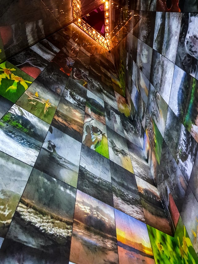Deep Meditations: A brief history of almost everything by Memo Akten, installation view in Voices of Sónar+D, ME by Melia Atrium (ME London), London, UK, 2019.