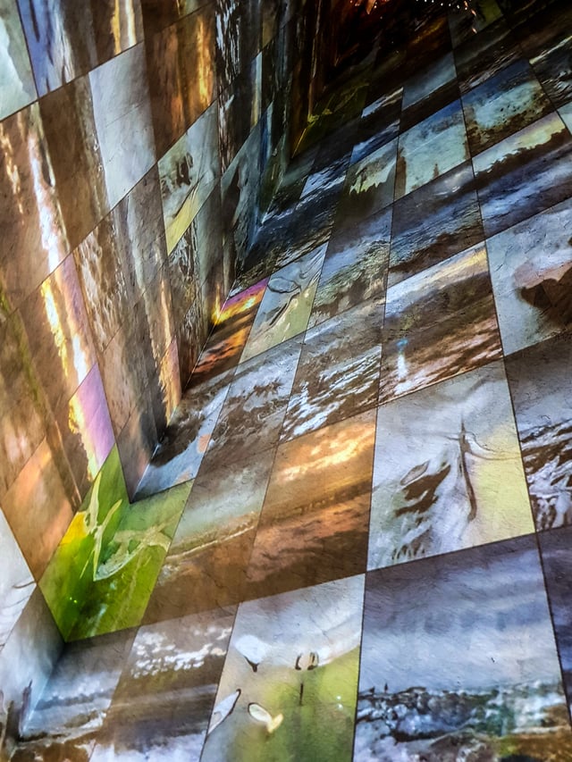 Deep Meditations: A brief history of almost everything by Memo Akten, installation view in Voices of Sónar+D, ME by Melia Atrium (ME London), London, UK, 2019.