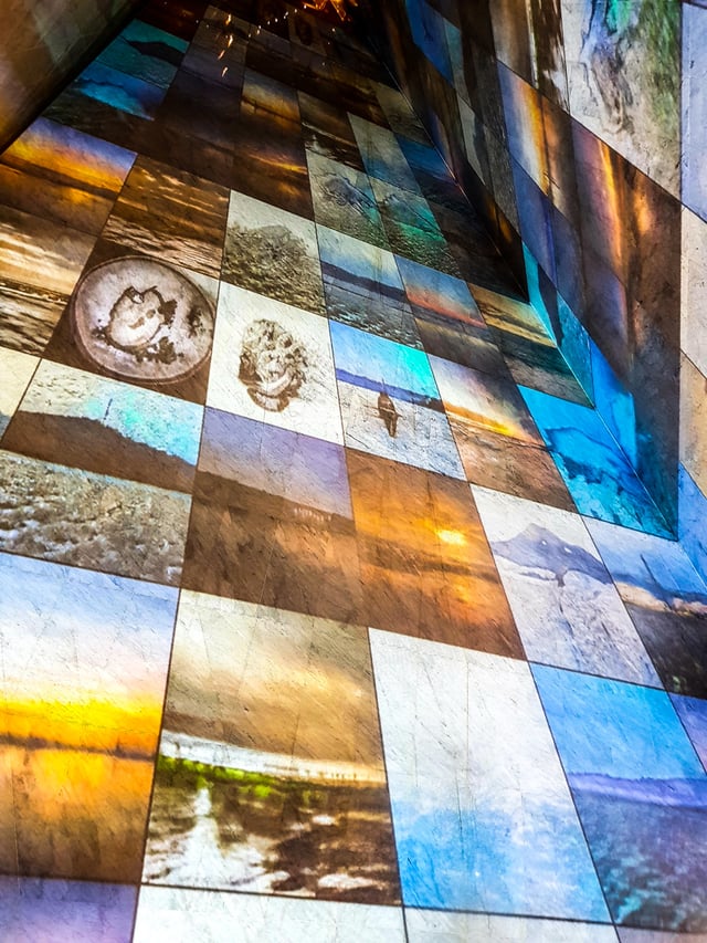 Deep Meditations: A brief history of almost everything by Memo Akten, installation view in Voices of Sónar+D, ME by Melia Atrium (ME London), London, UK, 2019.
