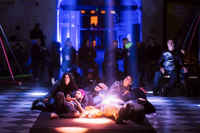 Simple Harmonic Motion for Light at Signal Festival installation view at the Czech Museum of Music, Prague, Czech Republic, 2019.
