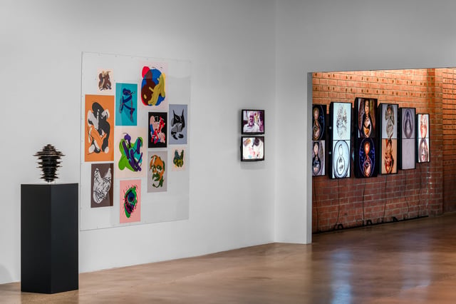 Deep Meditations: A brief history of almost everything by Memo Akten, installation view in Thin as Thorns, In These Thoughts in Us: An Exhibition of Creative AI and Generative Art, Honor Fraser Gallery, Los Angeles, CA, USA, 2020.