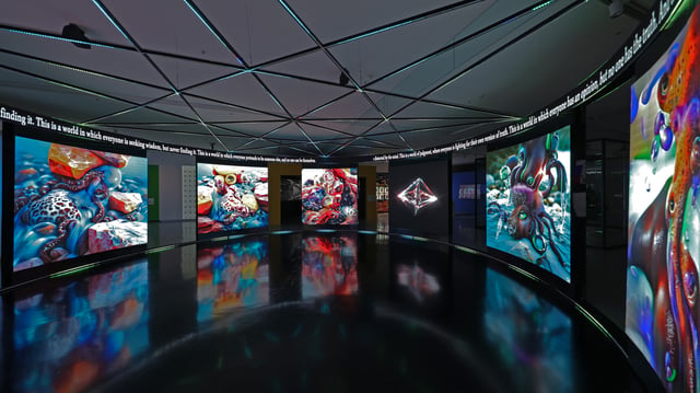 Distributed Consciousness by Memo Akten, installation view in Not About Money: Landing Meta, Sea World Culture and Arts Center, Shenzhen, China, 2022.